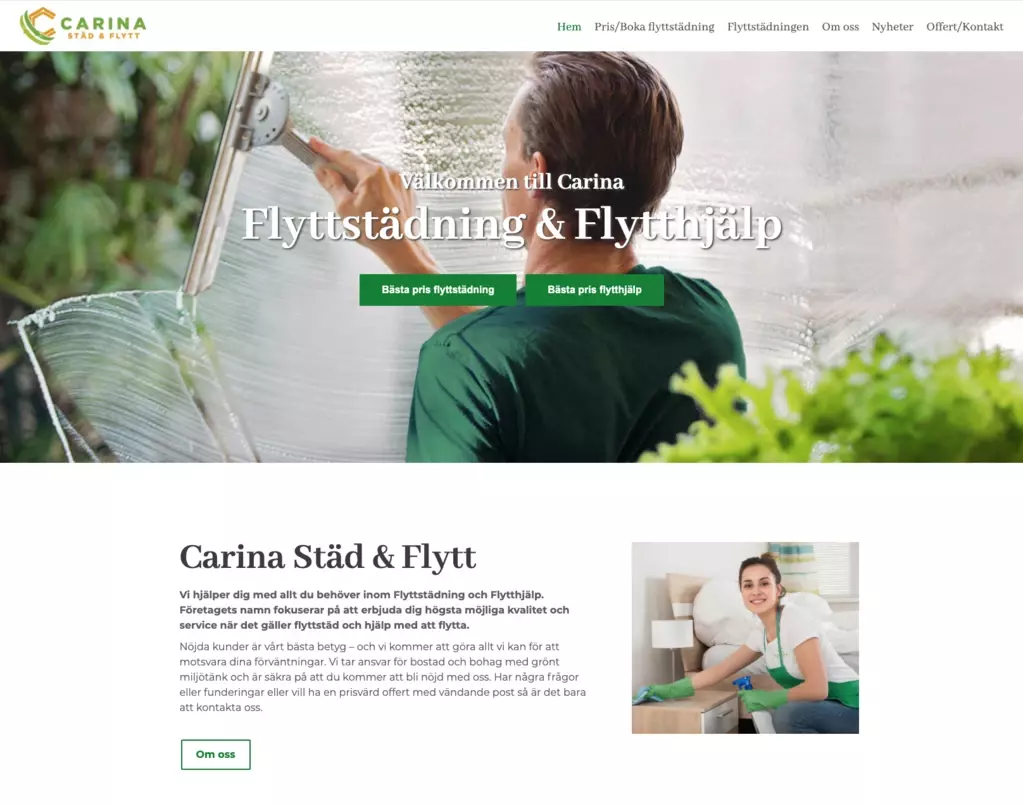 Carina Städ & Flytt erbjuder flyttstädning i hela landet, nu med ny SEO-optimerad hemsida!